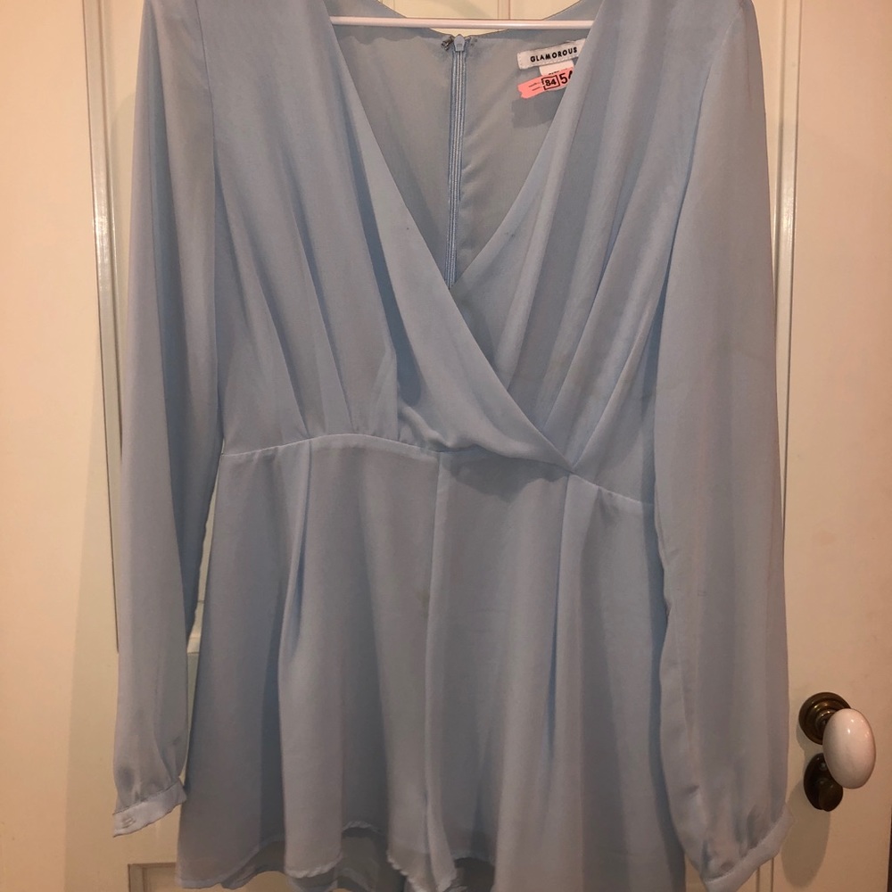 Light Blue Long Sleeve Romper